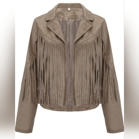 Western Boho Fringe Faux suede jacket. - Picture 3 of 7
